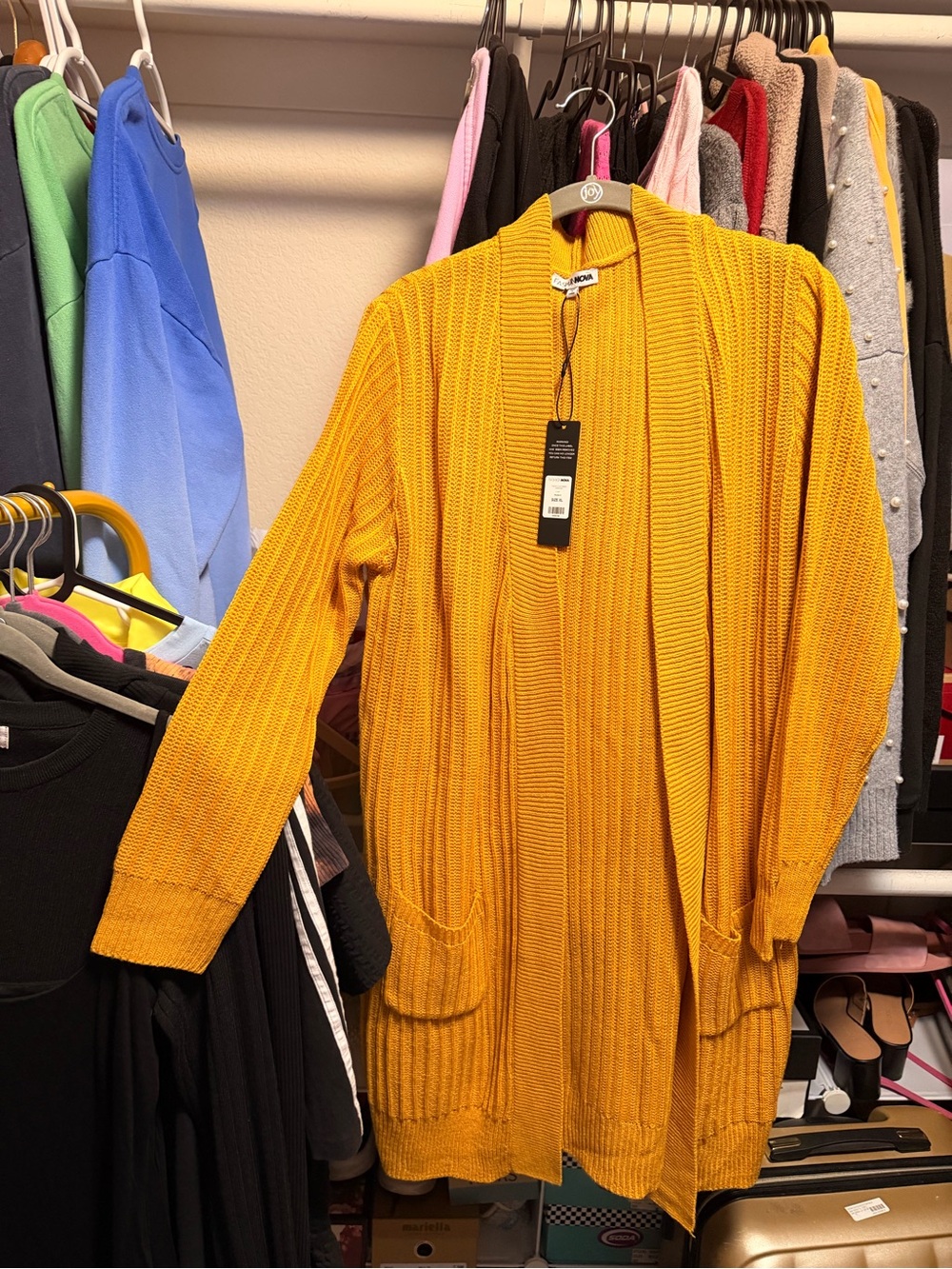 Fashion Nova Mustard Ribbed Open Cardigan
